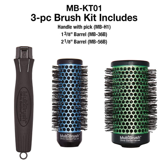 Olivia Garden MultiBrush 3-pc Kit: MB-36B, MB-56B, MB-H1 #MB-KT01