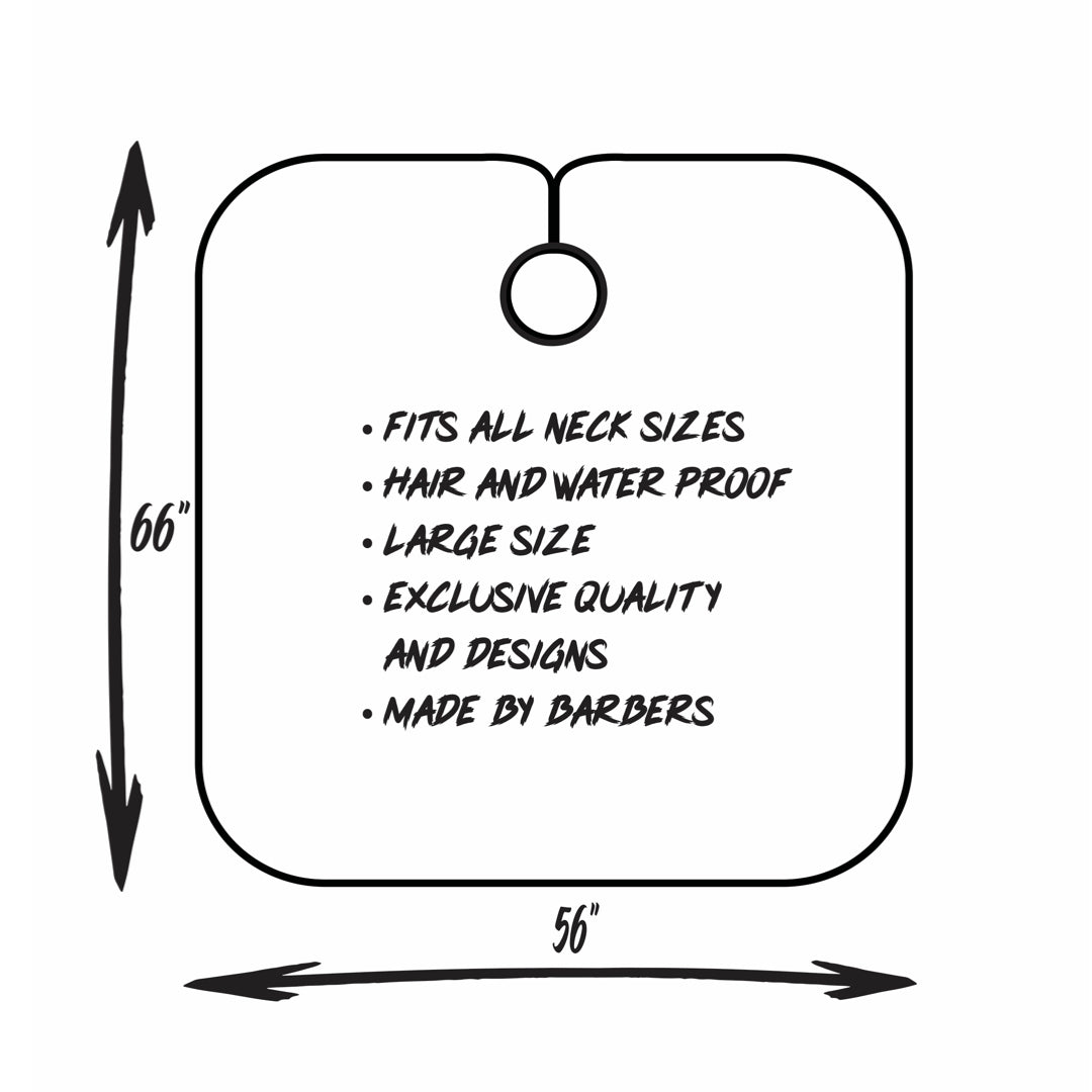 King Midas King Me Barber Cape (Black & Gray) Elastic Neck Closure