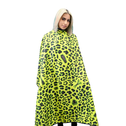 King Midas Chemical Proof Apron & Exotic Leopard Cape Set (Neon Green)
