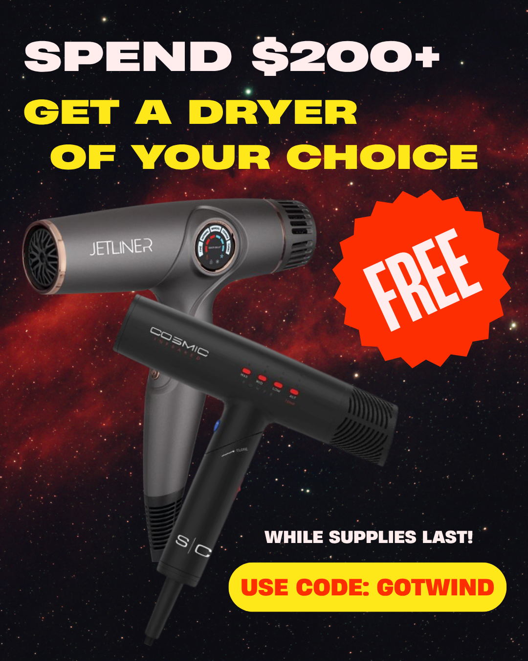 StyleCraft Cosmic Hair Dryer - Professional Ultra-Lightweight Infrared Hair Dryer with Digital Brushless Motor #SC101B