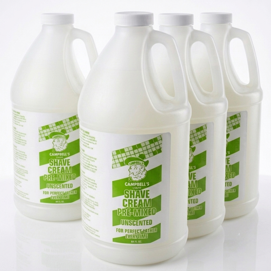 Campbell's UNSCENTED Premix Liquid Lather Shave Cream for Lather Machine Pack of 4 bottles
