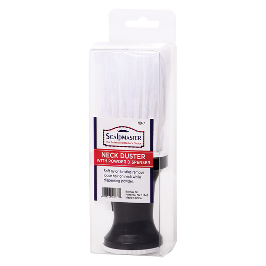 Scalpmaster Neck Duster with Powder Dispenser, White Nylon #ND-7