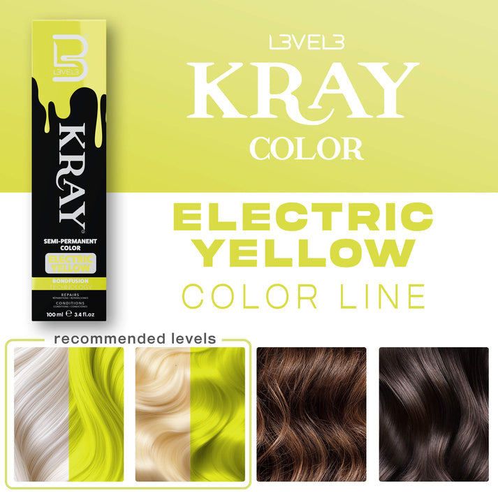 L3VEL3 KRAY Electric Yellow Semi Permanent Color