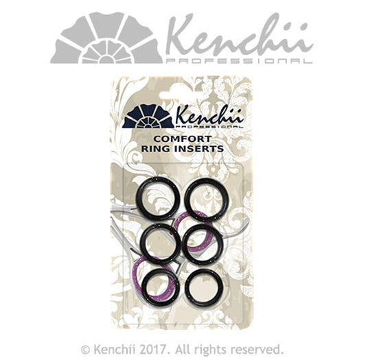 Kenchii 6-pack Thin Finger Comfort Ring Inserts for Shears Black