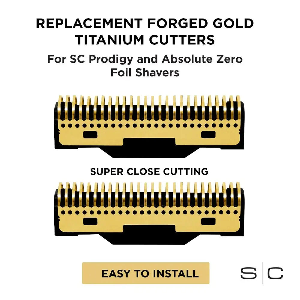 StyleCraft Replacement Forged Gold Titanium Cutters Set of 2 fits Absolute Zero and Cordless Prodigy Shavers SCGRCAZWP