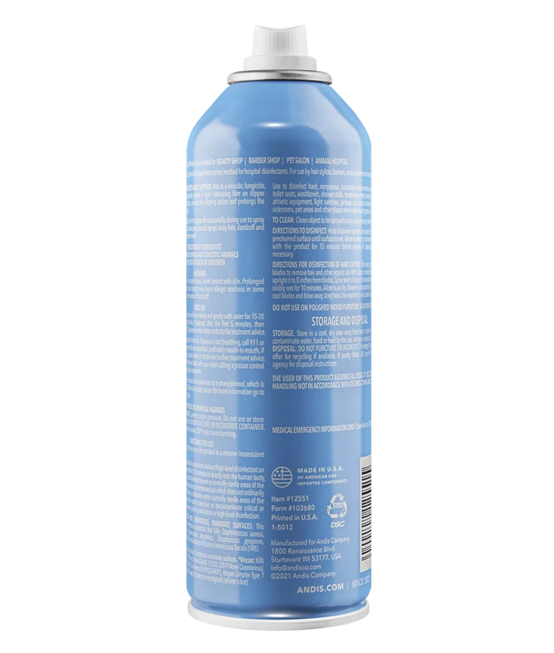 Blue aerosol can with white cap on a white background