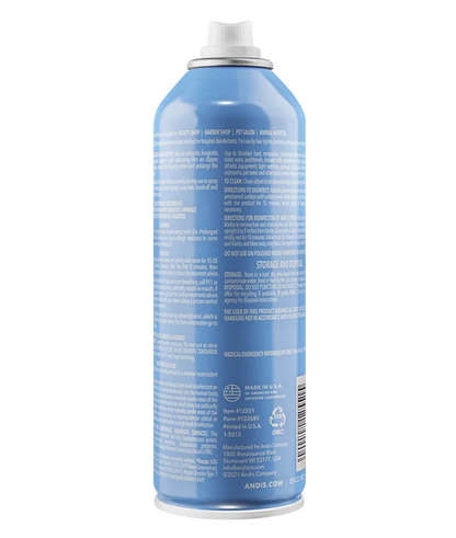 Blue aerosol can with white cap on a white background
