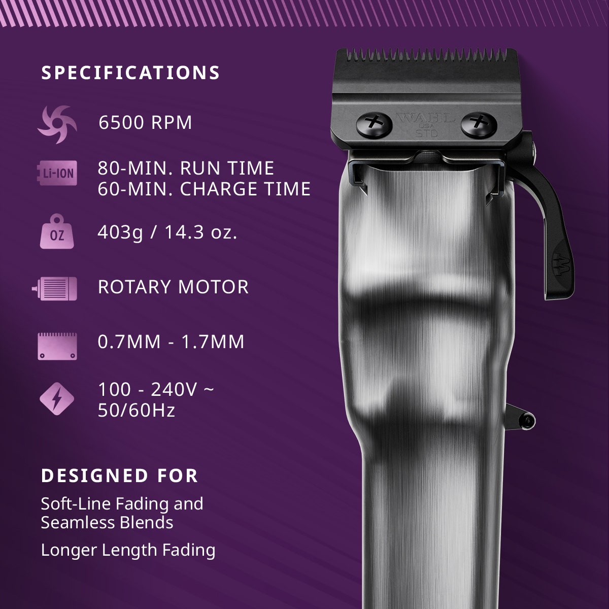 Wahl 5-Star Legend+ Cord/Cordless Clippers - Green & Purple