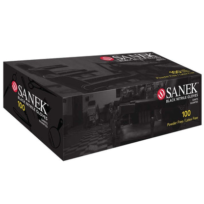 Sanek Powder Free Nitrile Gloves Black 100/bx