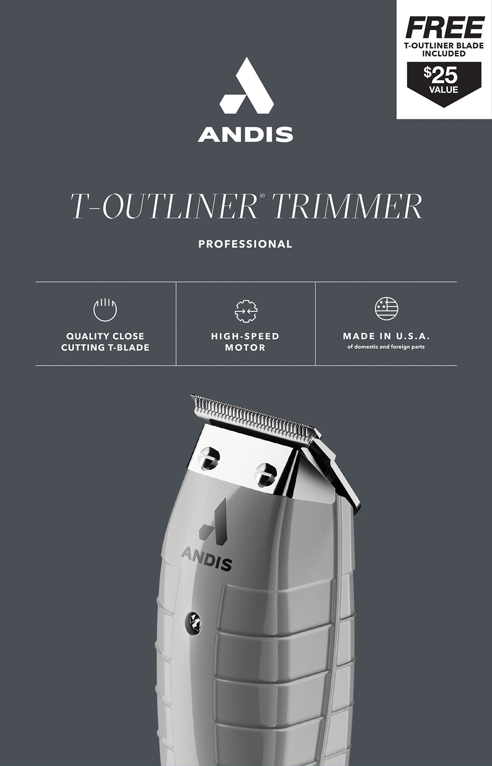 Andis T-Outliner Trimmer - INCLUDES FREE BLADE