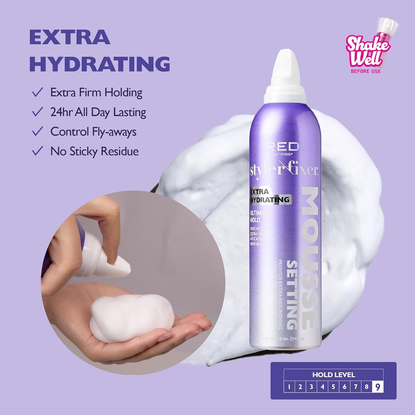 Kiss Frizz Control Setting Mousse For Braid And Curls Hydrating