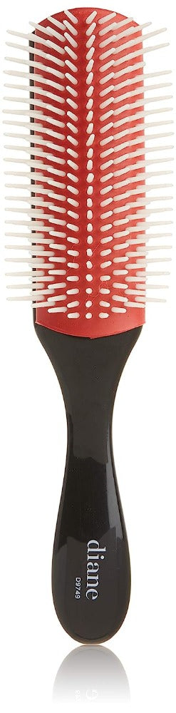 Diane Pro Nylon Pin Styling Professional 9-Row Oval Detangling Hair Brush Black D9749