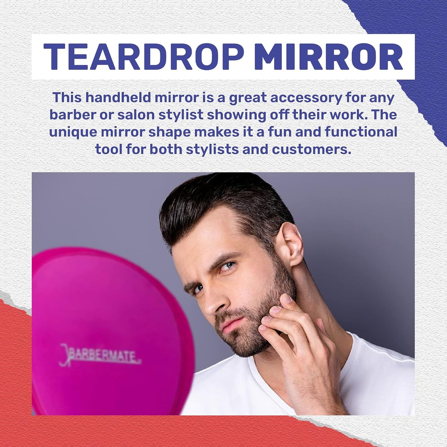 BarberMate Teardrop Mirror Pink