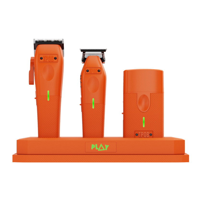 TPOB PLAY 3-Pack – Orange Edition (Clipper, Trimmer & Shaver with 3-Way Stand)