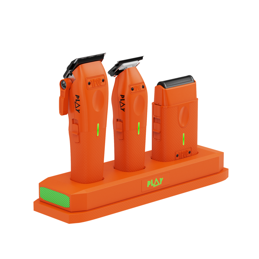TPOB PLAY 3-Pack – Orange Edition (Clipper, Trimmer & Shaver with 3-Way Stand)