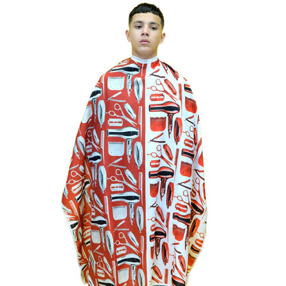 King Midas Barber Cape "Moses" (Red And White)