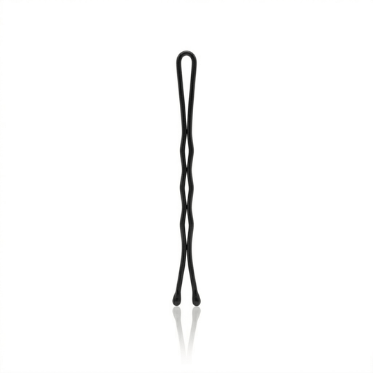 #color_black
Black morris flamingo bob pin on a white background