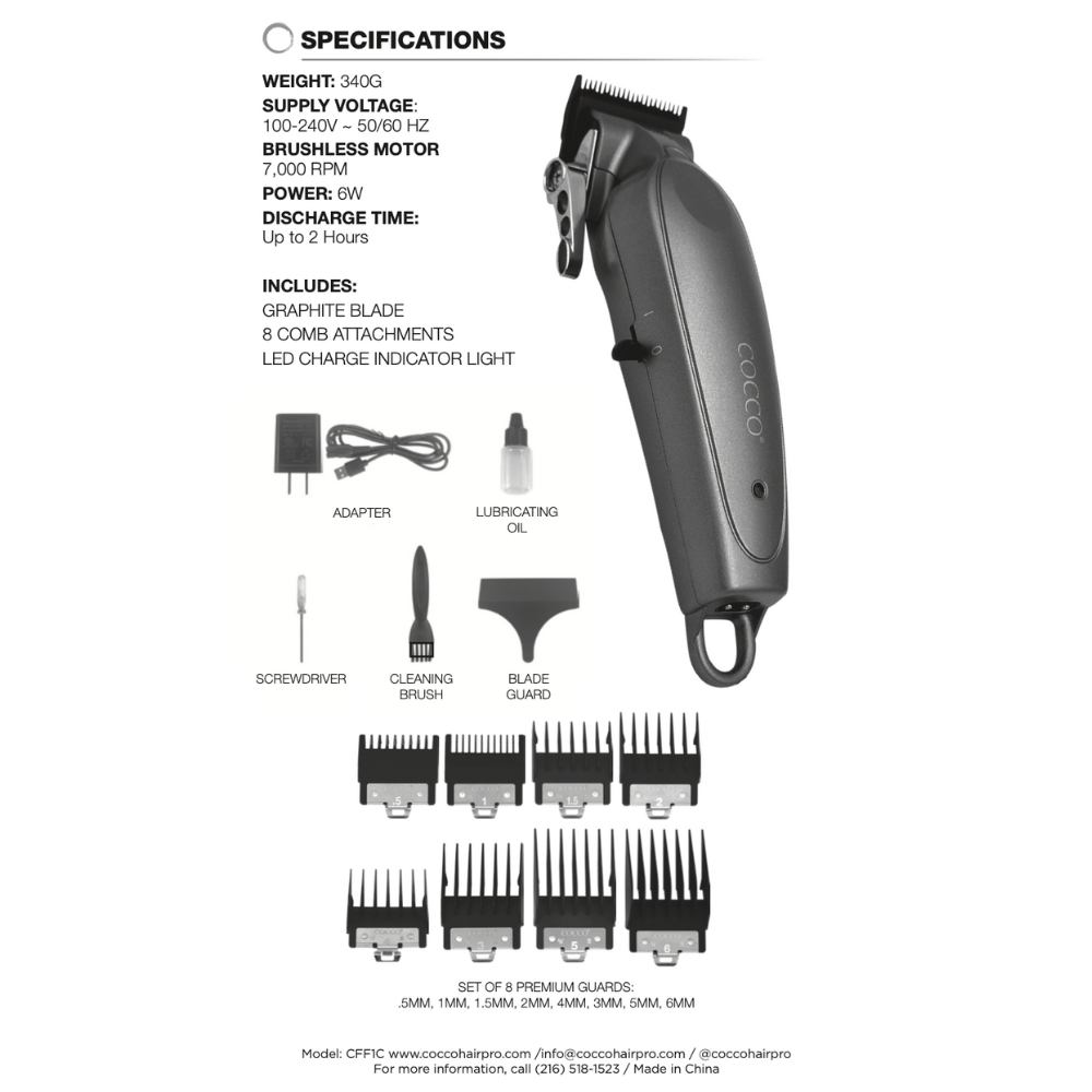 Cocco Pro All Metal Dual Voltage BLDC Digital Gap CLIPPER