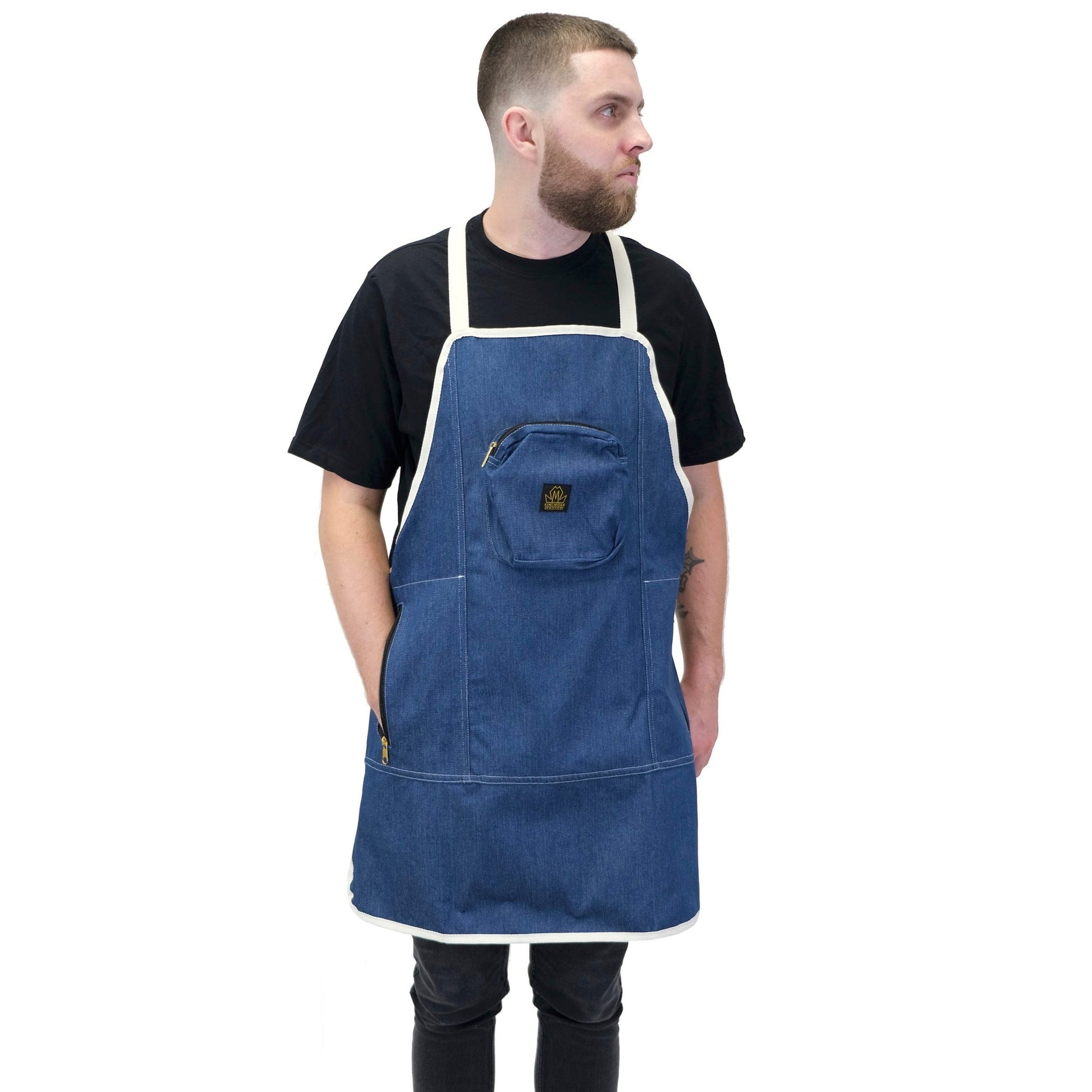 barber apron- barber apron for men- barber apron designer- black barber apron-barber apron for sale - mens barber apron-apron for barbers -barber aprons -hair stylist aprons- best barber apron- hair cutting apron - the denim apron- denim barber apron- bar