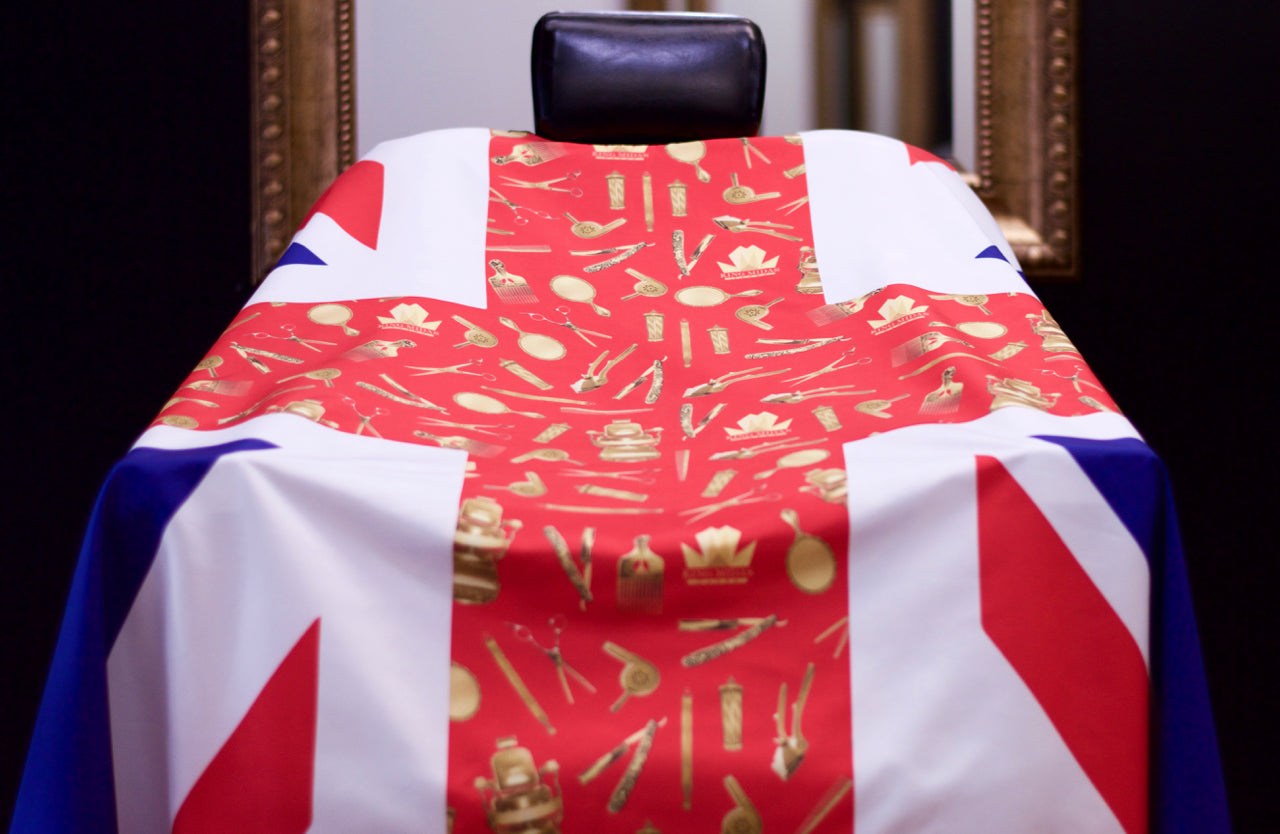 UK barber cape- Uk flag barber cape- UK Hair Cutting Cape - Barber Cape - King Midas Empire