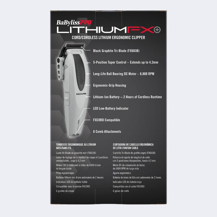 BaBylissPRO LithiumFX+ Limited Edition Mist Collection Grey Cord/Cordless Lithium Ergonomic Clipper #FX673NSGY