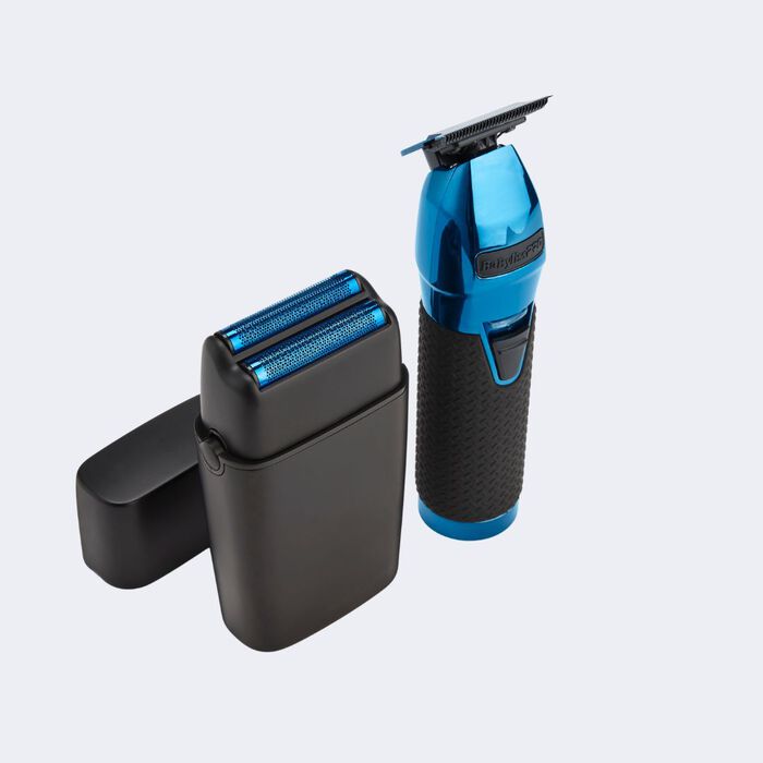 BaBylissPRO LimitedFX Black & Blue Trimmer & Double-Foil Shaver Bundle #FXDUOFS2TBL