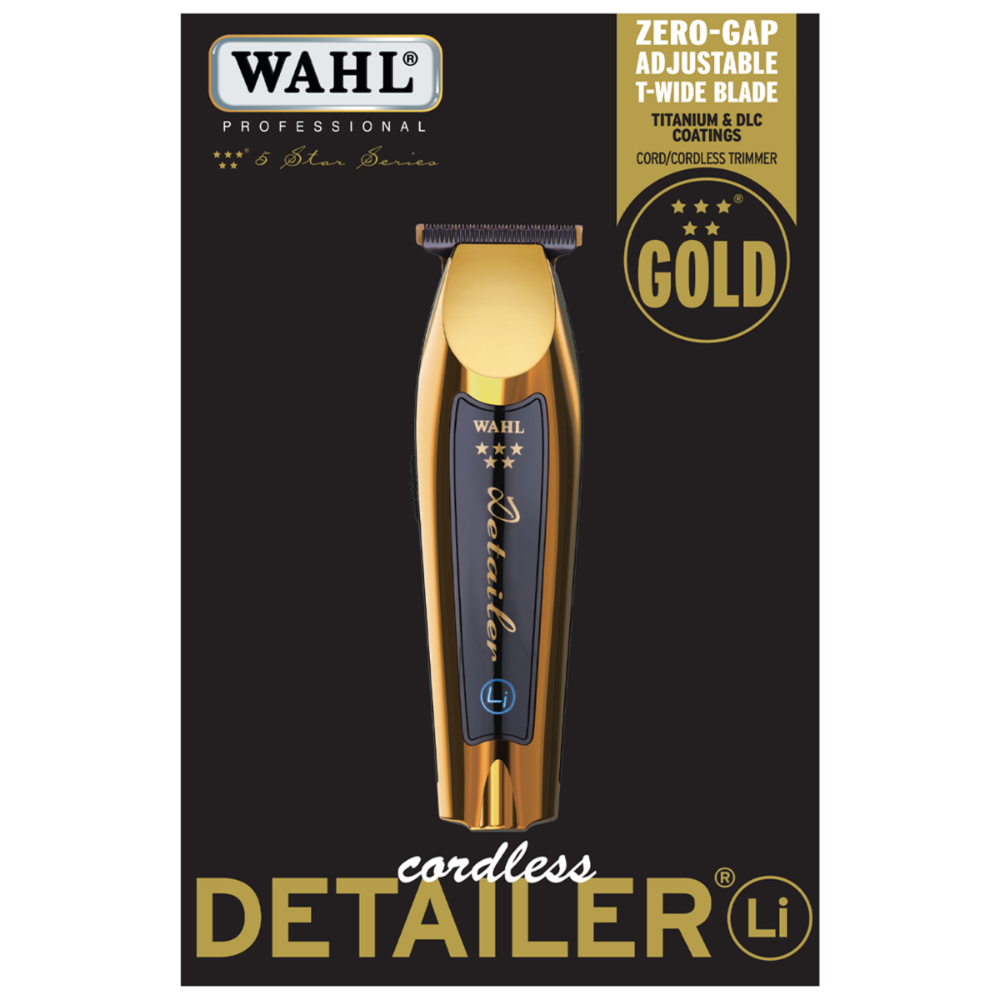 Wahl Detailer Li Gold Trimmer - With T-wide Titanium and DLC Coated Blade