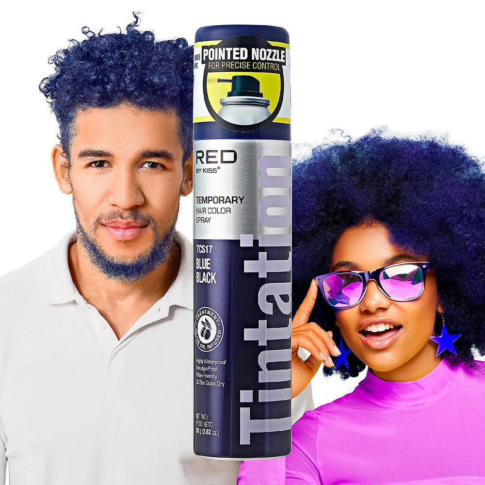 Kiss Tintation Temporary Hair Color Spray Vibrant Collection Blue Black