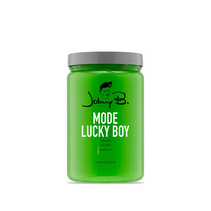 Green jar with 'Johnny B.' label on a white background