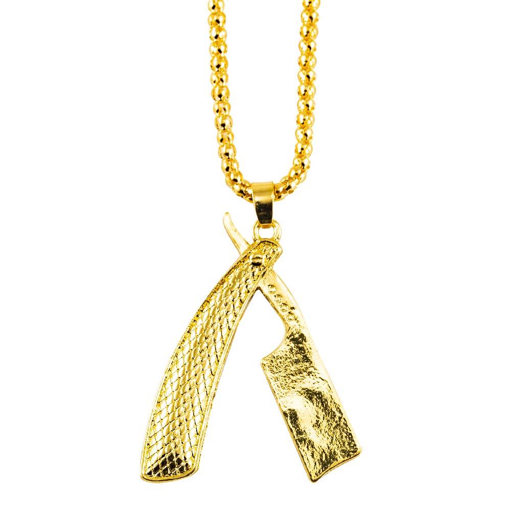 Gold Straight Razor Necklace & Key Chain (Textured) – Appleton Barber ...