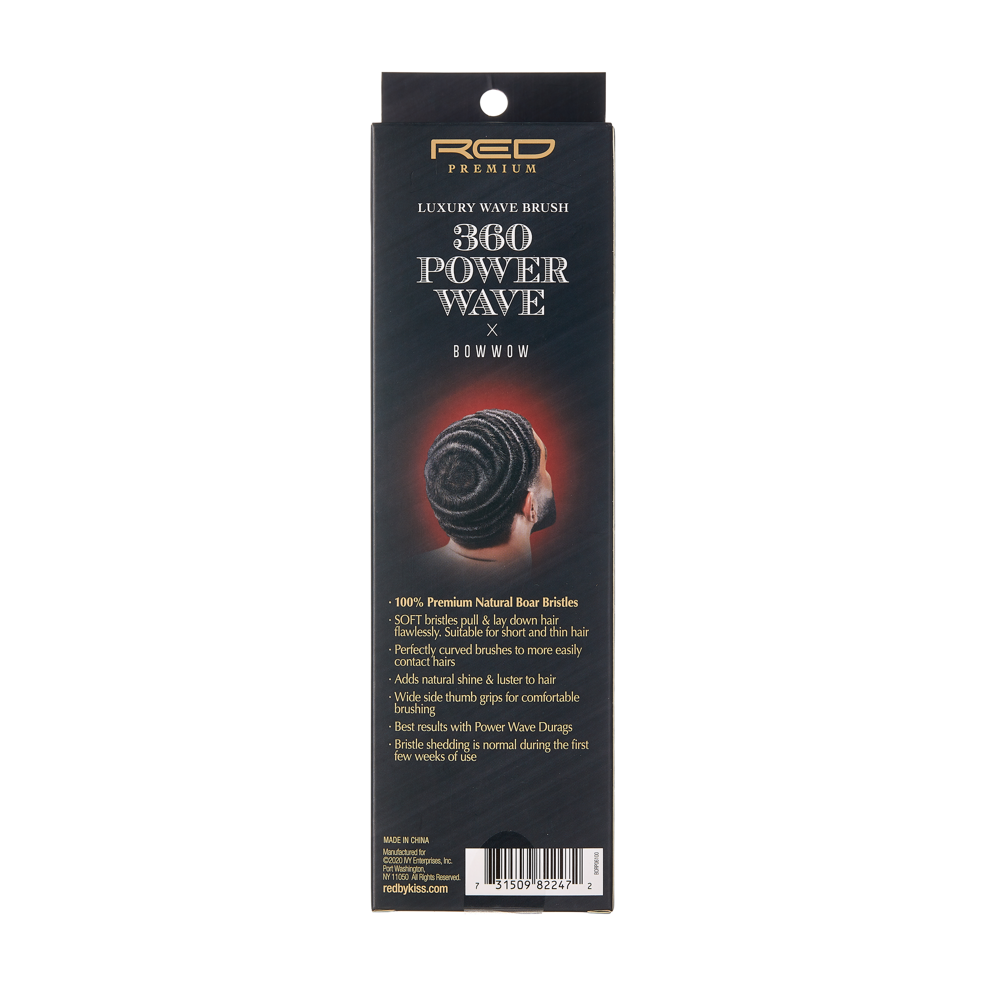 Red by Kiss 360 Power Wave X Bow Wow Premium Boar Bristle Brush