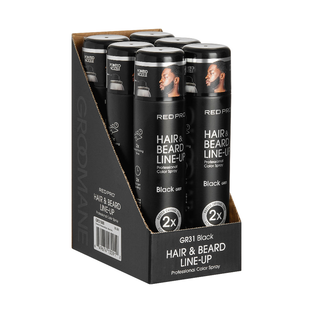 Kiss Red Pro Hair & Beard Line-Up Professional Color Spray Black