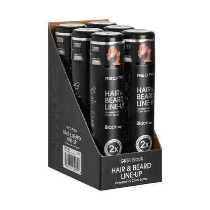 Kiss Red Pro Hair & Beard Line-Up Professional Color Spray Black