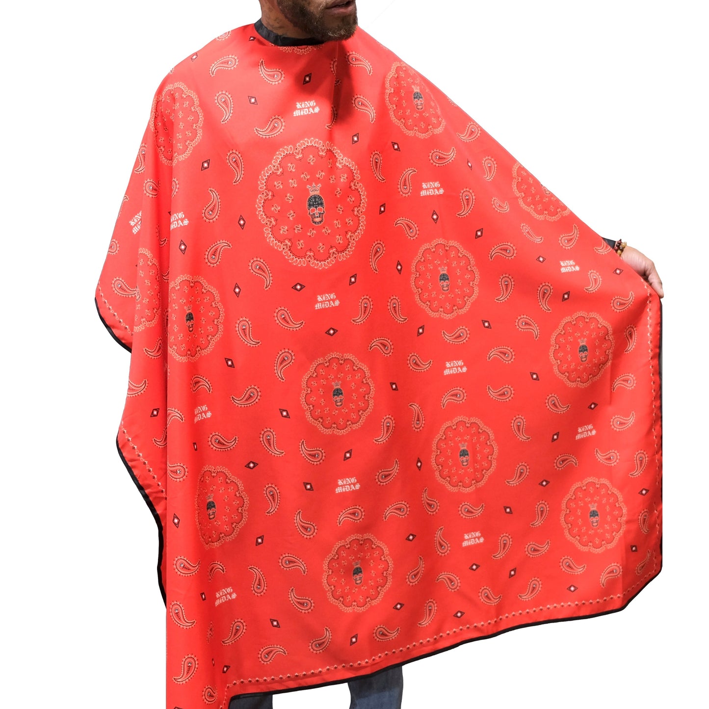 bandana barber cape-bandana cape-  hair stylist capes- styling cape - salon capes -barber capes -hair cutting cape- hair cutting capes for men- barber cape for men - King Midas cape- barbershop cape -professional barber cape with snap buttons- hair stylin