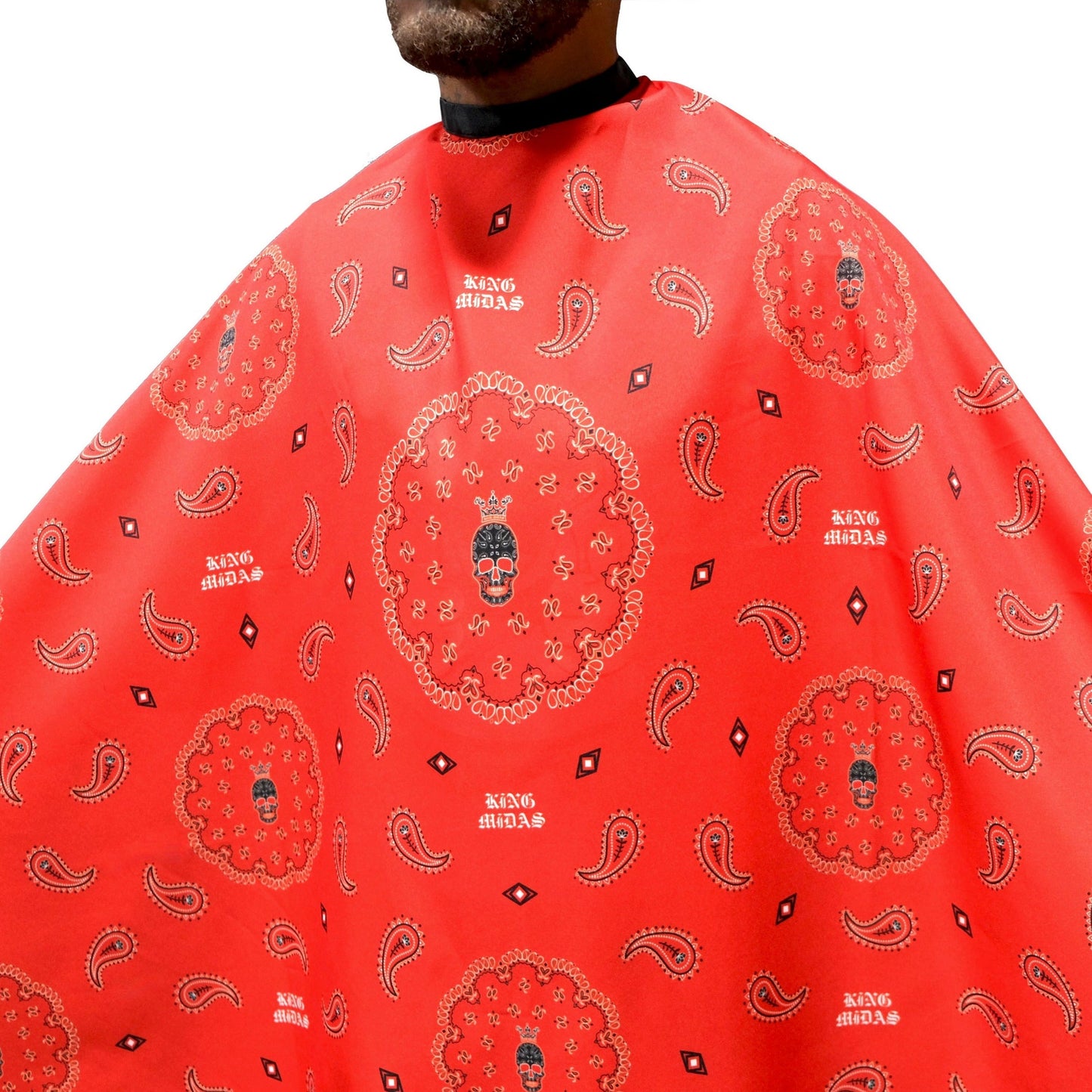 bandana barber cape-bandana cape-  hair stylist capes- styling cape - salon capes -barber capes -hair cutting cape- hair cutting capes for men- barber cape for men - King Midas cape- barbershop cape -professional barber cape with snap buttons- hair stylin