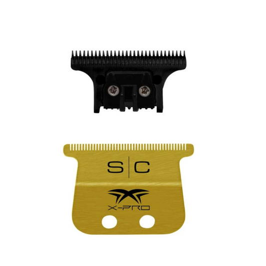 Stylecraft Fixed Gold Titanium X-Pro Wide Hair Trimmer Blade with Black Diamond Carbon DLC The One Cutter Set #SC527GB