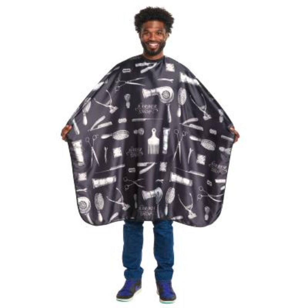 Scalpmaster Barber Print Styling Cape - Black or White