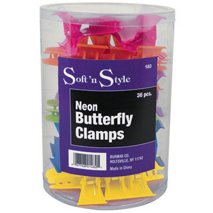 Soft 'n Style 36 ct. 3-1/4" Wide Neon Butterfly Clamps