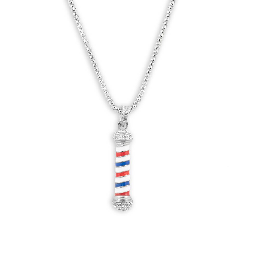 Rhinestone Barber Pole Necklace & Key Ring