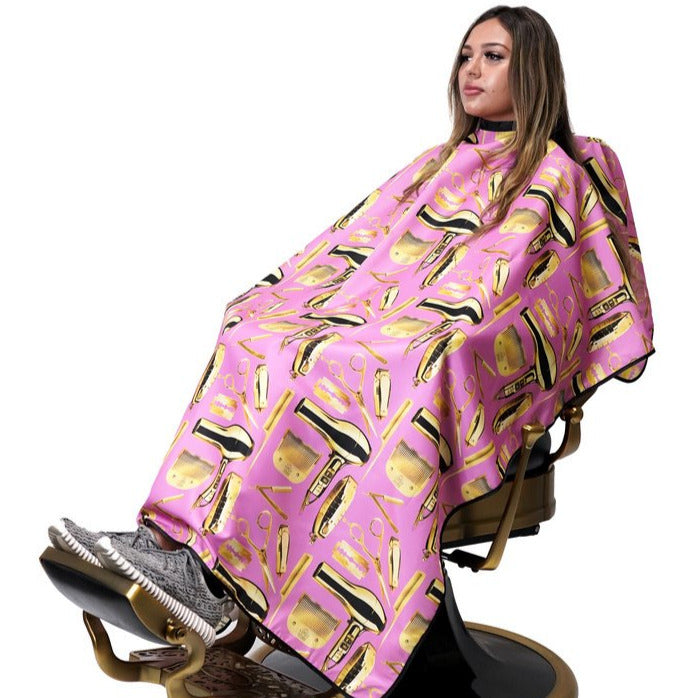 King Midas Barber Cape - Hair Stylist Cape - Pink Midas