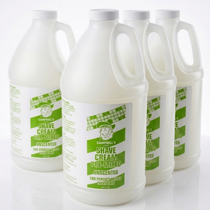 Campbell's UNSCENTED Premix Liquid Lather Shave Cream for Lather Machine Pack of 4 bottles