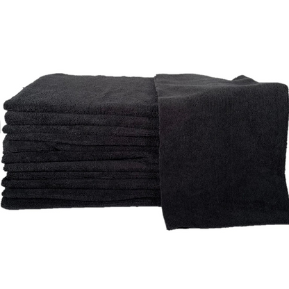 ProTex Micro4 Terry Large Towels - 80/20 Polyester/Polyamide - 16" x 28", 2.0lb/dz Black