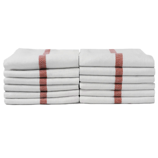 ProTex Bleach Guard Barber Stripe Towels - Herringbone Weave Red