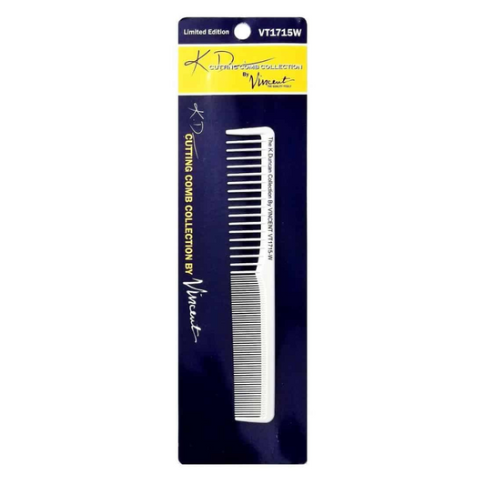 Kenny Duncan White Ceramic All Purpose 7.25" Fine/Extra Wide Teeth Comb VT1715W