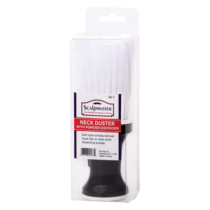 Scalpmaster Neck Duster with Powder Dispenser, White Nylon #ND-7