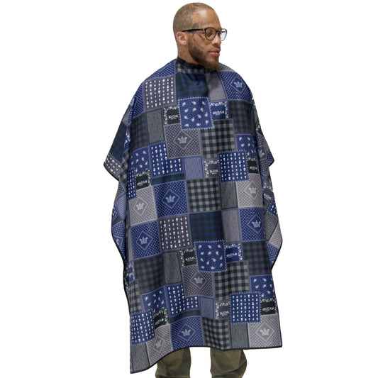 blue bandana barber cape- blue bandana barber cape- bandana barber cape - bandana pro cape collection - paisley barber cape - bandana hair cutting cape - barber capes - barber cape - hair cutting cape - hair stylist cape