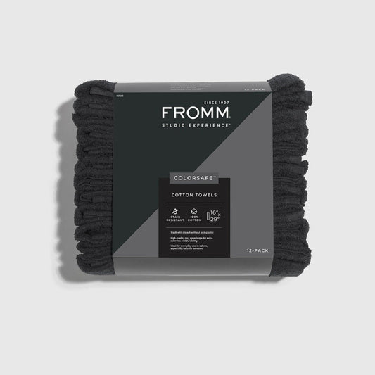 Fromm Colorsafe Cotton Towels - Black (12-Pack) or White (6-Pack)