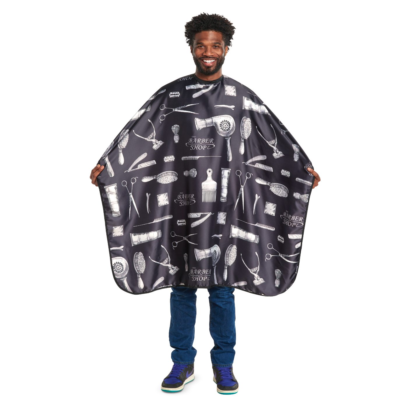 Scalpmaster Barber Print Styling Cape Black