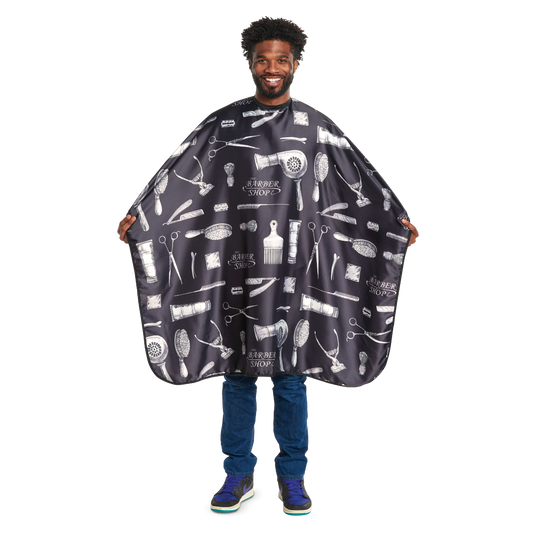 Scalpmaster Barber Print Styling Cape Black