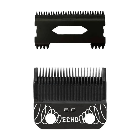 StyleCraft Replacement ECHO Faper Fixed Black Diamond Carbon DLC Hair Clipper Blade with Shallow Tooth 2.0 Cutter Set #SC544B